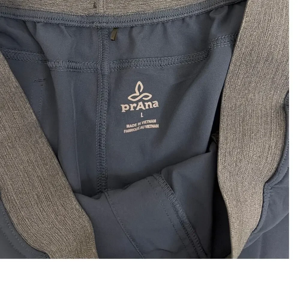 prAna Super Mojo Blue Athletic Shorts Gray Pull On Waistband Size Large